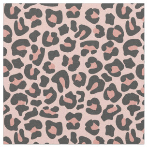 Blush Pink Black Leopard Print Fabric
