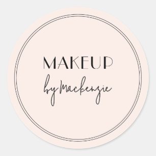 Blush Pink Black Makeup Salon Round Product Label