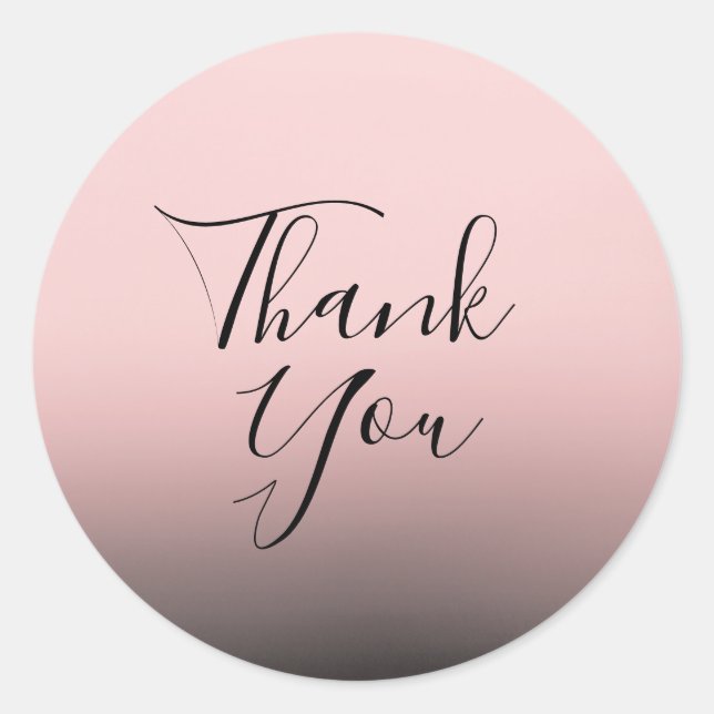 Blush Pink & Black Ombre Modern Chic Wedding Favou Classic Round Sticker (Front)