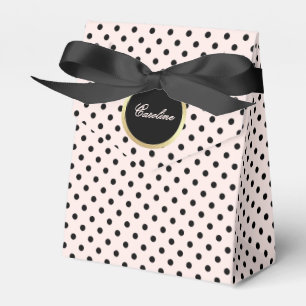 Blush Pink Black Polka Dot Pattern Wedding Favour Box
