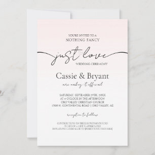 Blush Pink & Black Romantic Modern Script Wedding Invitation