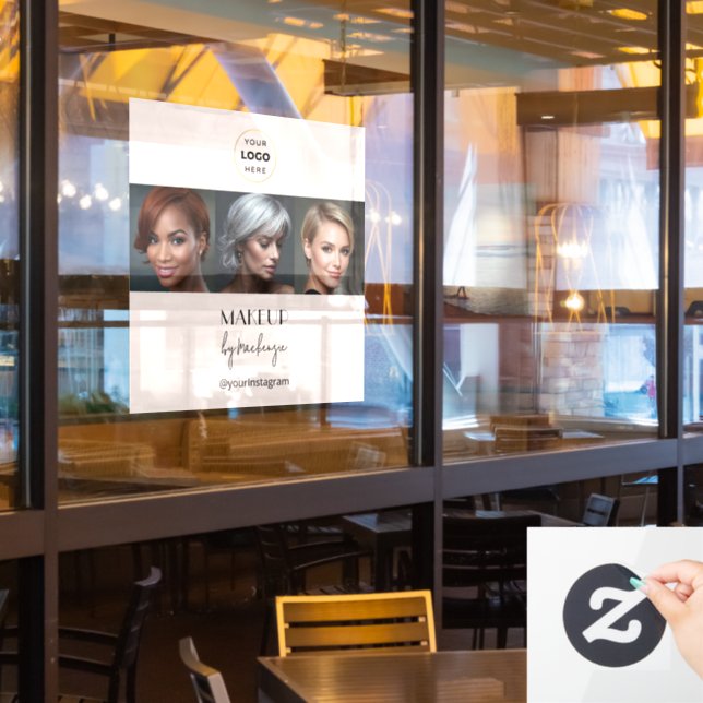 Blush Pink Black Script Logo Photo Makeup Studio (Restaurant Window)