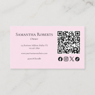 Blush Pink Black Script Photo Makeup Calling Card