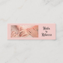 Blush Pink Black Script Photo Nail Manicure Mini