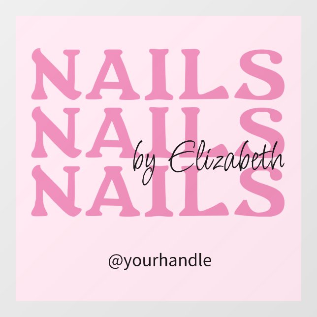 Blush Pink Black Typography Handle Nail Salon (Sheet)