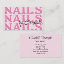 Blush Pink Black Typography Nail Salon