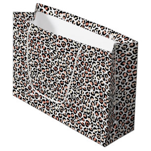 Blush Pink Black White Leopard Print               Large Gift Bag