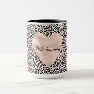 Blush Pink Black White Leopard Print      Mug