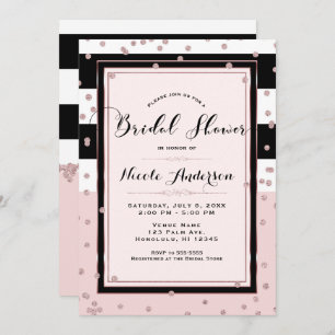 Blush Pink Black White Rose Gold Bridal Shower Invitation