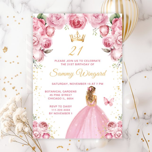 Blush Pink Blonde Hair Princess Birthday Party Invitation (Creator Uploaded)