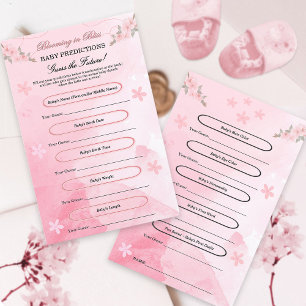 Blush Pink Bloom Baby Shower Predictions Fun Game 