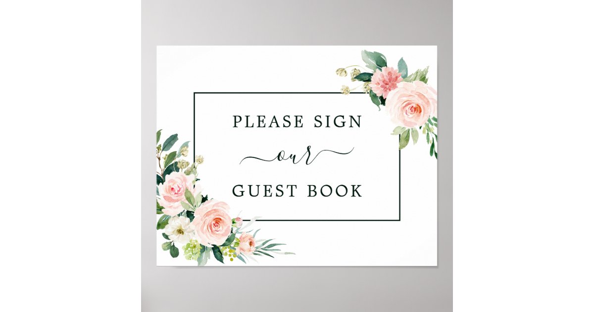 Blush Pink Bloom Guest Book Sign | Zazzle