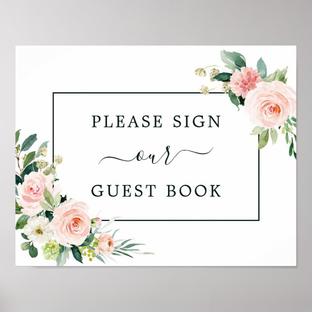 Blush Pink Bloom Guest Book Sign (Front)