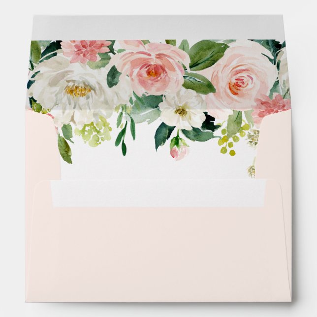 Blush Pink Bloom Pre-Printed Address 5x7 Envelope (Back (Bottom))