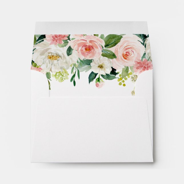 Blush Pink Bloom Pre-Printed Address RSVP Envelope (Back (Bottom))