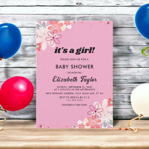 Blush Pink Bloom Roses Summer Floral Baby Shower Invitation