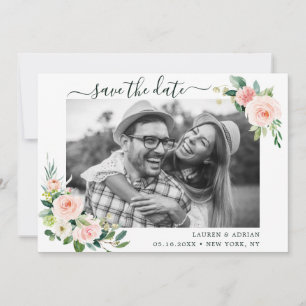 Blush Pink Bloom Save The Date Photo Card