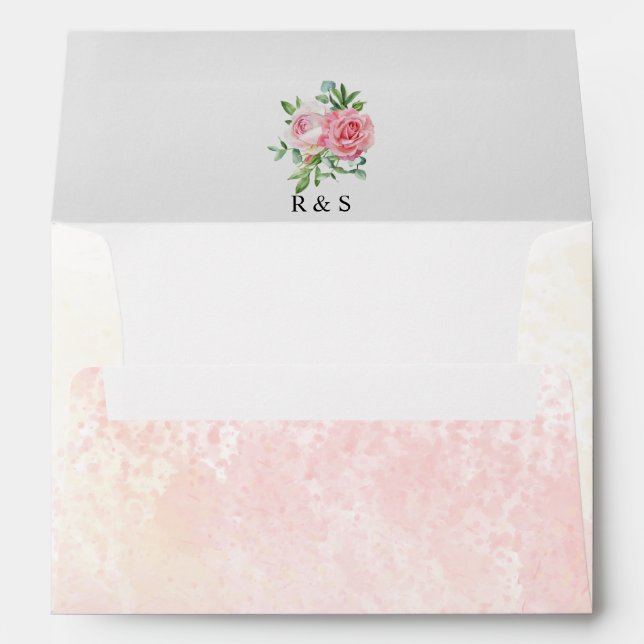 Blush Pink Bloom Wedding Envelope (Back (Bottom))