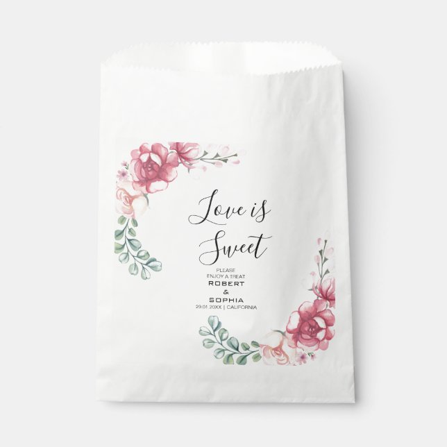Blush Pink Bloom Wedding Favour Bag (Front)