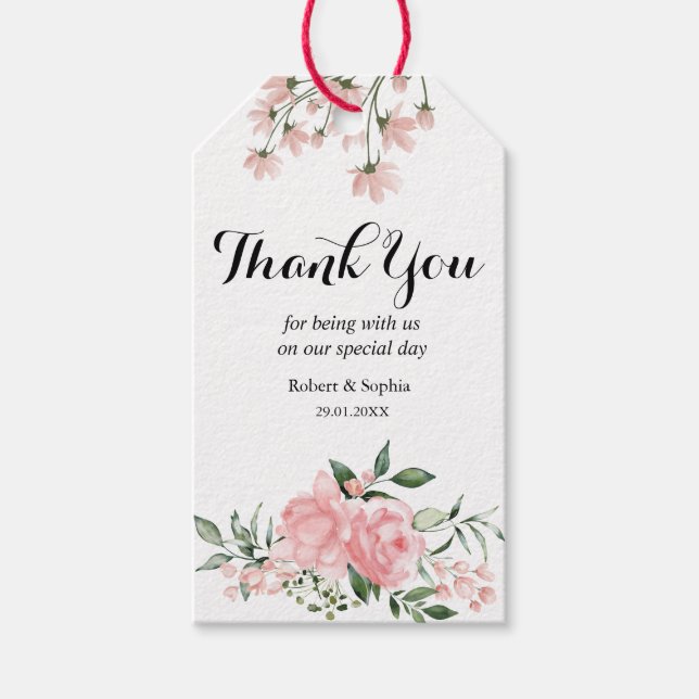 Blush Pink Bloom Wedding Gift Tag (Front)