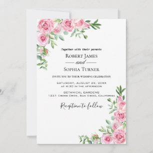 Blush Pink Bloom Wedding Invitation