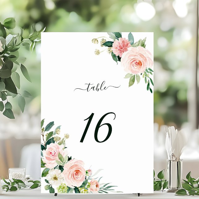 Blush Pink Bloom Wedding Table Number (Creator Uploaded)