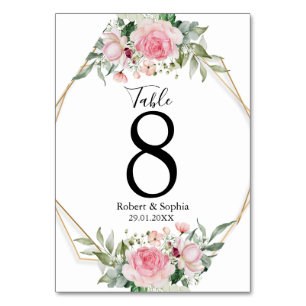 Blush Pink Bloom Wedding Table Number