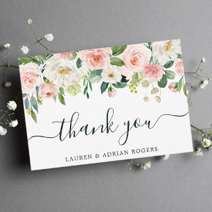 Blush Pink Bloom Wedding Thank You Card