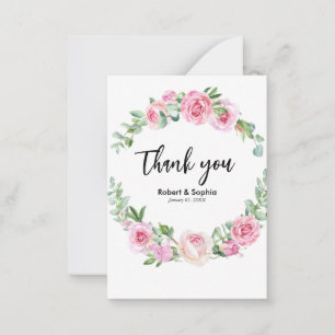 Blush Pink Bloom Wedding Thank you Card