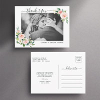 Blush Pink Bloom Wedding Thank You Photo