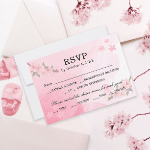 Blush Pink Blooming in Bliss Floral Baby Shower RSVP Card