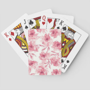 Blush Pink Blossoms Watercolor Painted Airy Floral Playing Cards