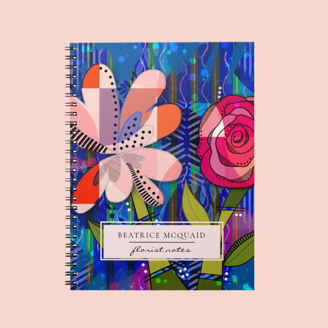 Blush pink blue abstract modern floral notebook (Creator Uploaded)