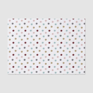 Blush Pink & Blue, Gold, Wine Red Polka Dots Tissue Paper