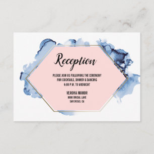 Blush Pink Blue Watercolor with Gold Frame Enclosure Card