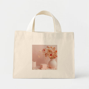 Blush Pink Boho Dried Flowers Mini tote bag