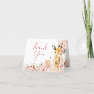 Blush Pink Boho Giraffe Baby Shower Folded Card