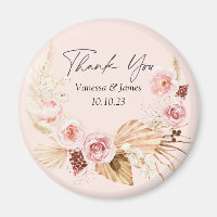 Blush PInk Boho Watercolor Floral thank you Magn