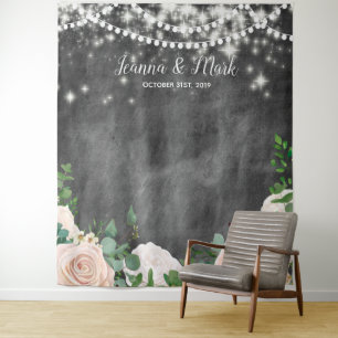 Blush Pink Boho Wedding Photo Booth Backdrop Tapestry