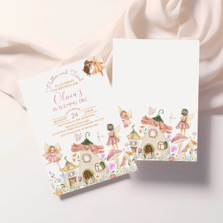 Blush Pink Boho Wildflower Fairy Birthday Invitation