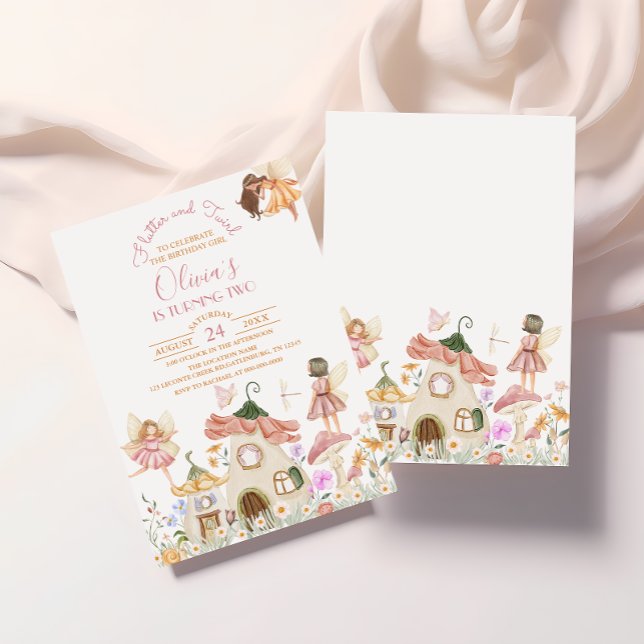 Blush Pink Boho Wildflower Fairy Birthday Invitation (Creator Uploaded)