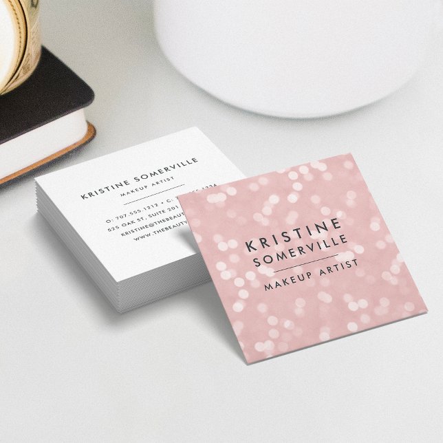 Blush Pink Bokeh Square Square Business Card (Creator Uploaded)