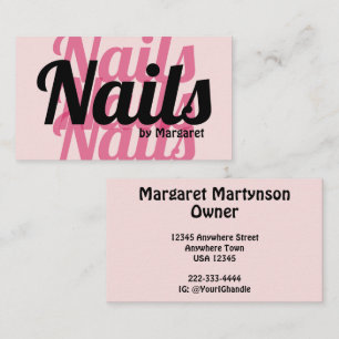 Blush Pink Bold Typography Nail Salon Business Card