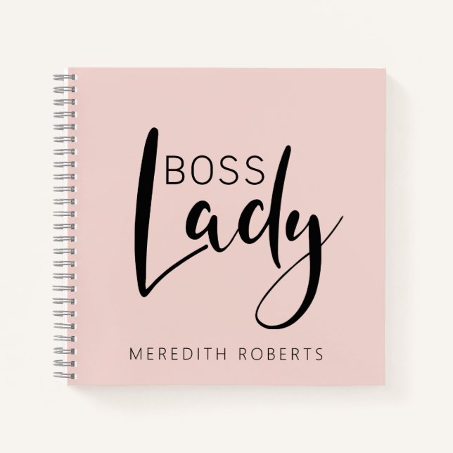 Blush Pink Boss Lady Logo Personalised Notebook (Front)