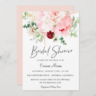 Blush Pink Botanical Floral Bridal Shower Invitation
