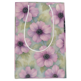 Blush Pink Botanical Floral Gift Bag – Watercolor 