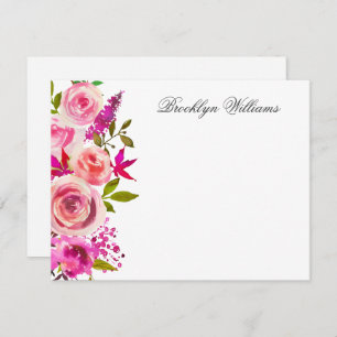 Blush Pink Botanical Floral Personalised Note Card