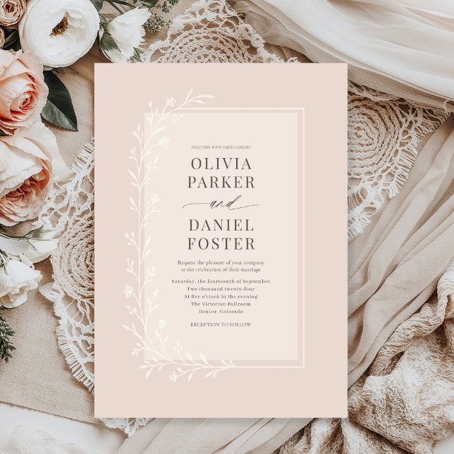 Blush Pink Botanical Floral Wedding Invitation (Creator Uploaded)