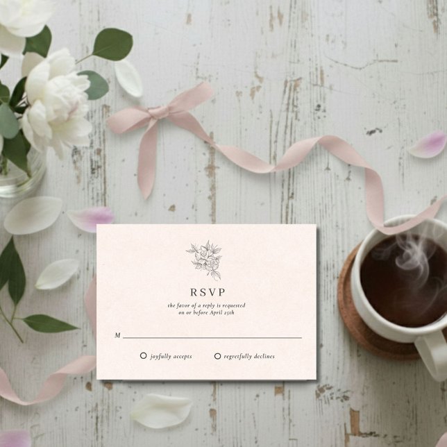 Blush Pink Botanical Monogram Wedding RSVP Card (Blush Pink Botanical Monogram Wedding RSVP Card)