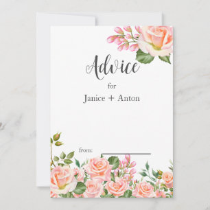 Blush Pink Botanical Wedding Advice Card